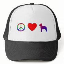 Peace Love Boston Terriers Hat