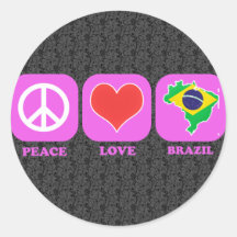 Peace Love Brazil Round Sticker