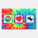Peace, Love, Bull Riding Rectangle Sticker