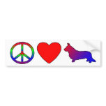 Peace Love Cardigan Welsh Corgis Bumper Sticker bumper stickers