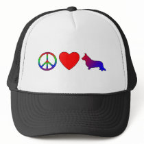 Peace Love Cardigan Welsh Corgis Hat