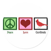 Peace Love Cardinals Round Stickers