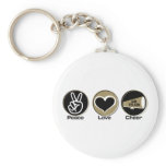 Peace Love Cheer Black/Gold keychains