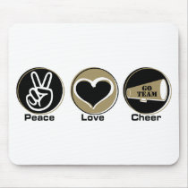 Peace Love Cheer Black/Gold Mouse Mats