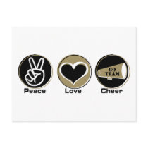Peace Love Cheer Black/Gold Post Card