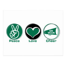 Peace Love Cheer Green Post Cards