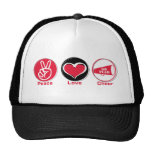 Peace Love Cheer Red Mesh Hats