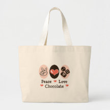 Peace Love Chocolate Tote Bag