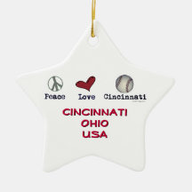 Peace Love Cincinnati Christmas Star Ornament