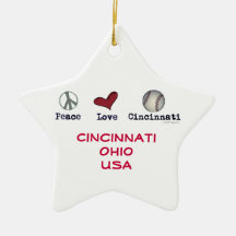 Peace Love Cincinnati USA Christmas Star Ornament