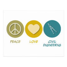 Peace Love Civil Engineering Postcards