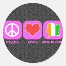 Peace Love Cote Divoire Round Sticker