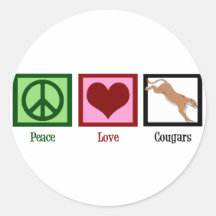 Peace Love Cougars Stickers