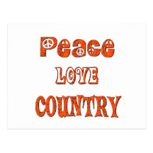 PEACE LOVE COUNTRY POST CARD