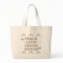 Peace Love Cross Stitch Tote Bag