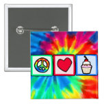 Peace, Love, Cupcakes Button