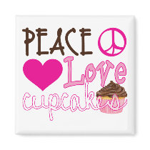 Peace, Love, Cupcakes Fridge Magnets
