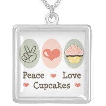 Peace Love Cupcakes Necklace