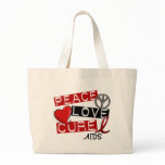 Peace, Love, Cure AIDS Tote Bag