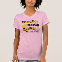 PEACE LOVE CURE BLADDER CANCER T SHIRTS