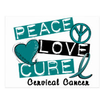 PEACE LOVE CURE CERVICAL CANCER POSTCARDS
