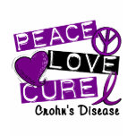 PEACE LOVE CURE CROHNS DISEASE t-shirts