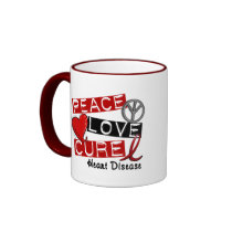 PEACE LOVE CURE HEART DISEASE COFFEE MUG