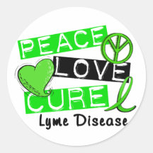Peace Love Cure Lyme Disease 1 Round Stickers