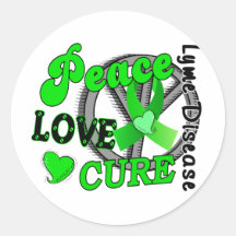 Peace Love Cure Lyme Disease 2 Stickers