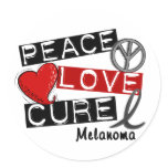 PEACE LOVE CURE MELANOMA Shirts & Gifts stickers