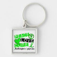 Peace Love Cure Non-Hodgkin's Lymphoma Key Chain