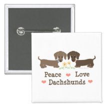 Peace Love Dachshunds Button
