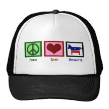 Peace Love Democrat Mesh Hats