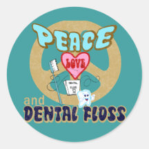 PEACE LOVE DENTAL FLOSS STICKERS