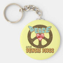 Peace Love Dental Floss Vintage Keychains