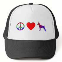 Peace Love Doberman Pinschers Hat