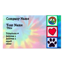 Peace, Love, Dog; Pawprint Business Cards