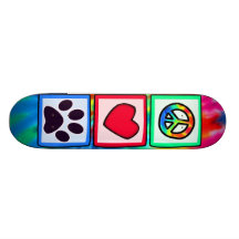 Peace, Love, Dog; Pawprint Skate Deck