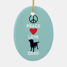 Peace Love Dogs Christmas Ornaments