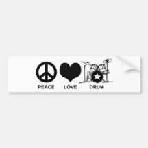 Peace Love Drum Bumper Sticker