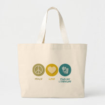 Peace Love English Literature Tote Bag