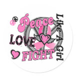 Peace Love Fight Like A Girl 2 Breast Cancer stickers