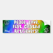 Peace Love Flat Coated Retrievers Bumper Sticker
