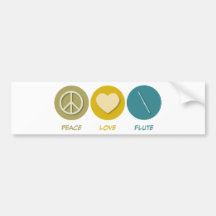 Peace Love Flute Bumper Sticker