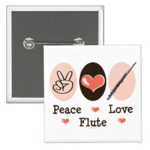 Peace Love Flute Button