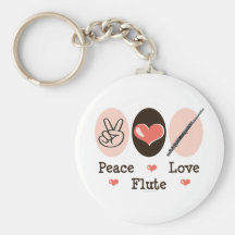 Peace Love Flute Keychain