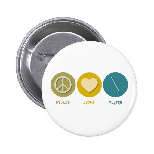 Peace Love Flute Pinback Button