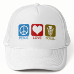 PEACE, LOVE, FOSSIL hats