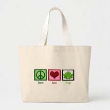 Peace Love Frogs Tote Bag