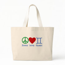 Peace Love Gemini Astrological Design Tote Bags